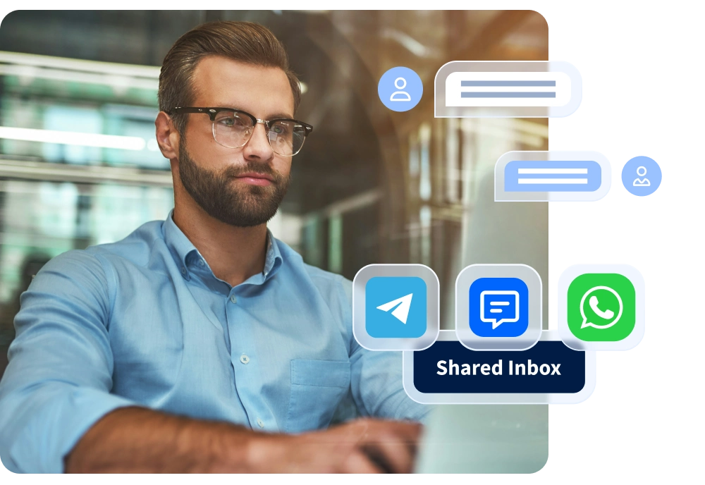 Support agent handling WhatsApp conversations from a shared inbox