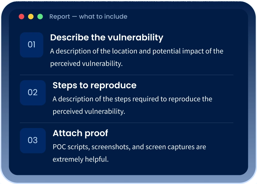 What to include when reporting a vulnerability