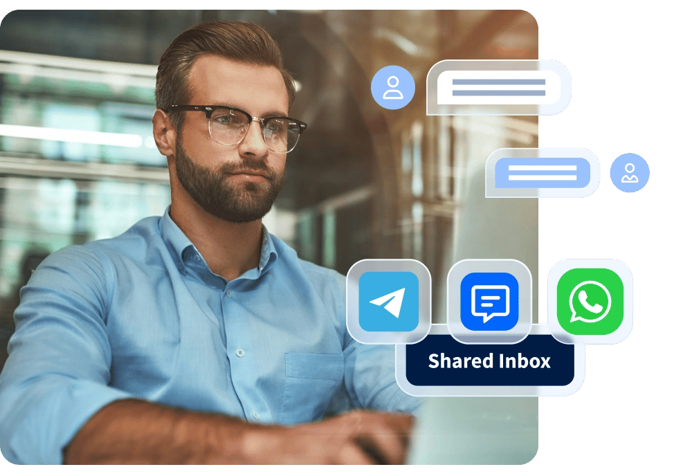 Support agent handling WhatsApp conversations from a shared inbox