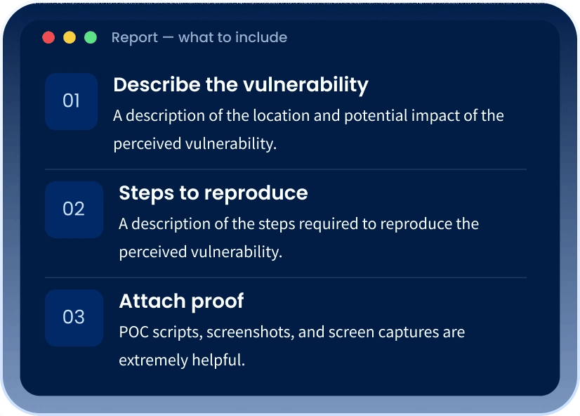 What to include when reporting a vulnerability