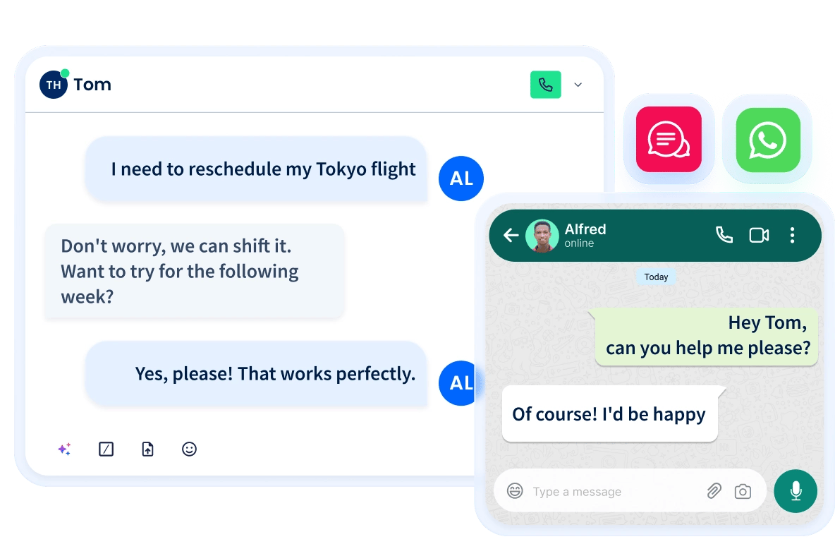 WhatsApp customer conversations inside TextPeak